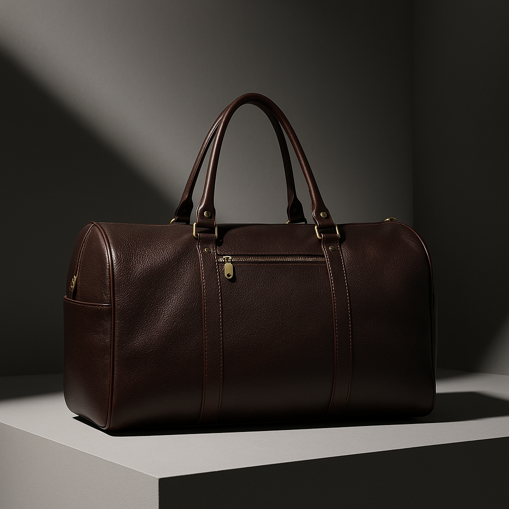 Vintage Brown Leather Duffle Bag