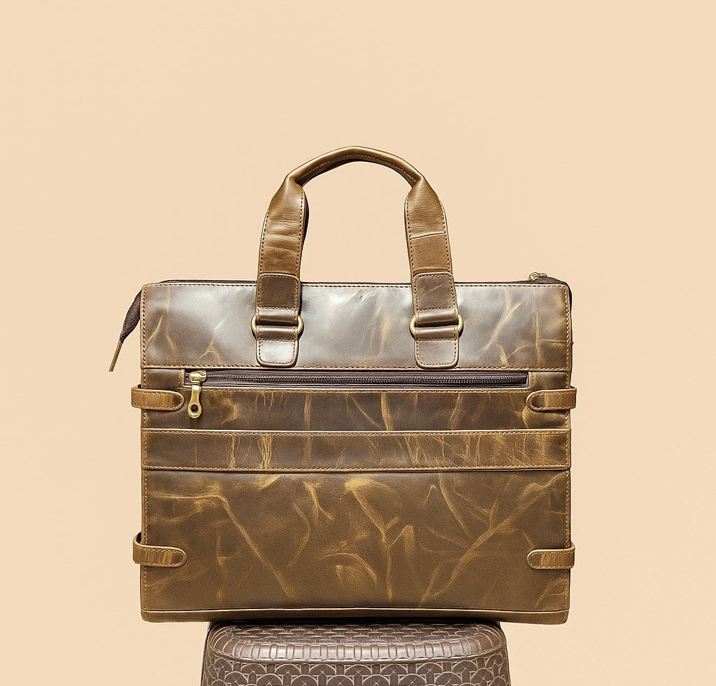 Vintage Brown Leather Laptop Bag