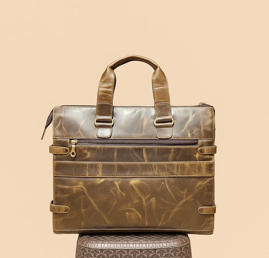 Vintage Brown Leather Laptop Bag