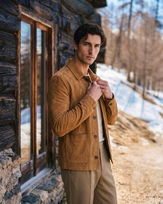 Men's Dark Brown Suede Jacket