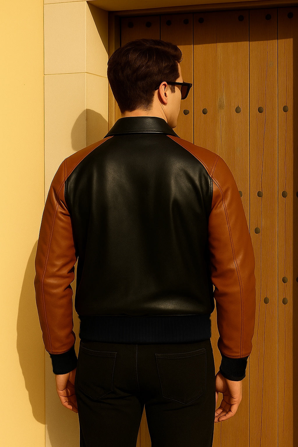 Men's Tan Leather Jacket Classic Fit