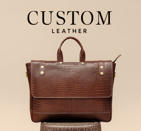 Dark Brown Croc Leather Messenger Bag