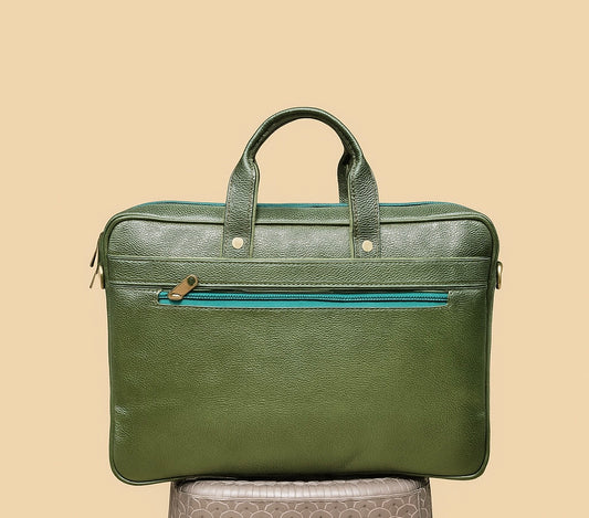 Olive Green Leather Office Bag