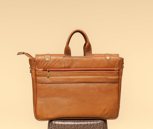 Classic Light Brown Leather Office Bag
