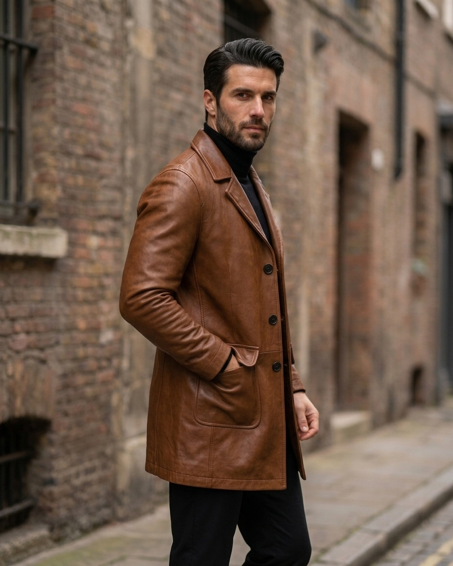 Boston Heritage Long Leather Coat