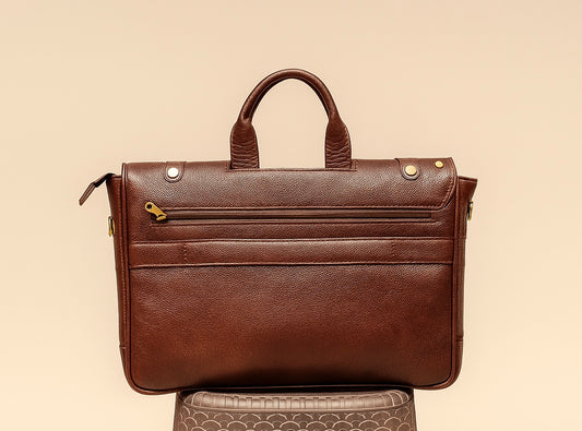 Executive Brown Leather Messenger Bag