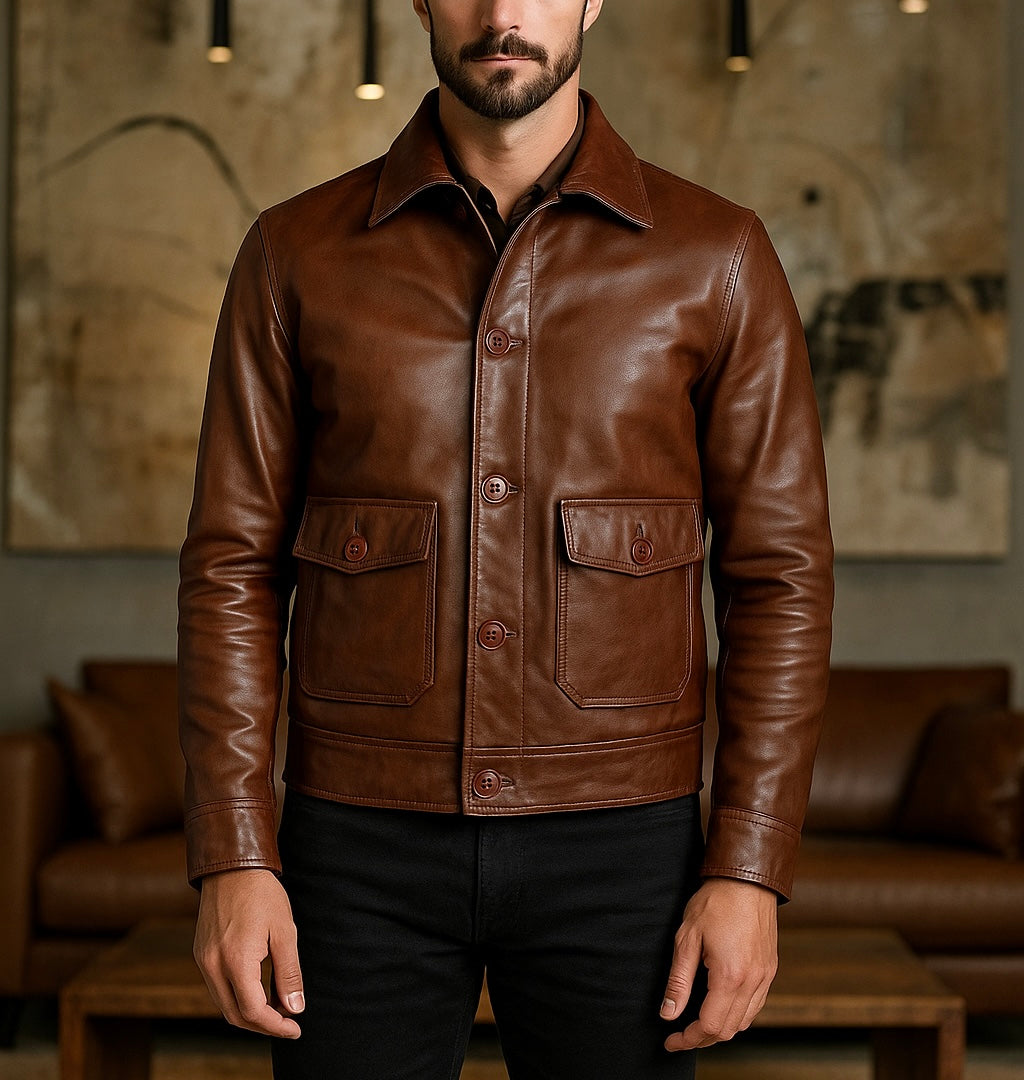 Men's Classic Brown Leather Jacket