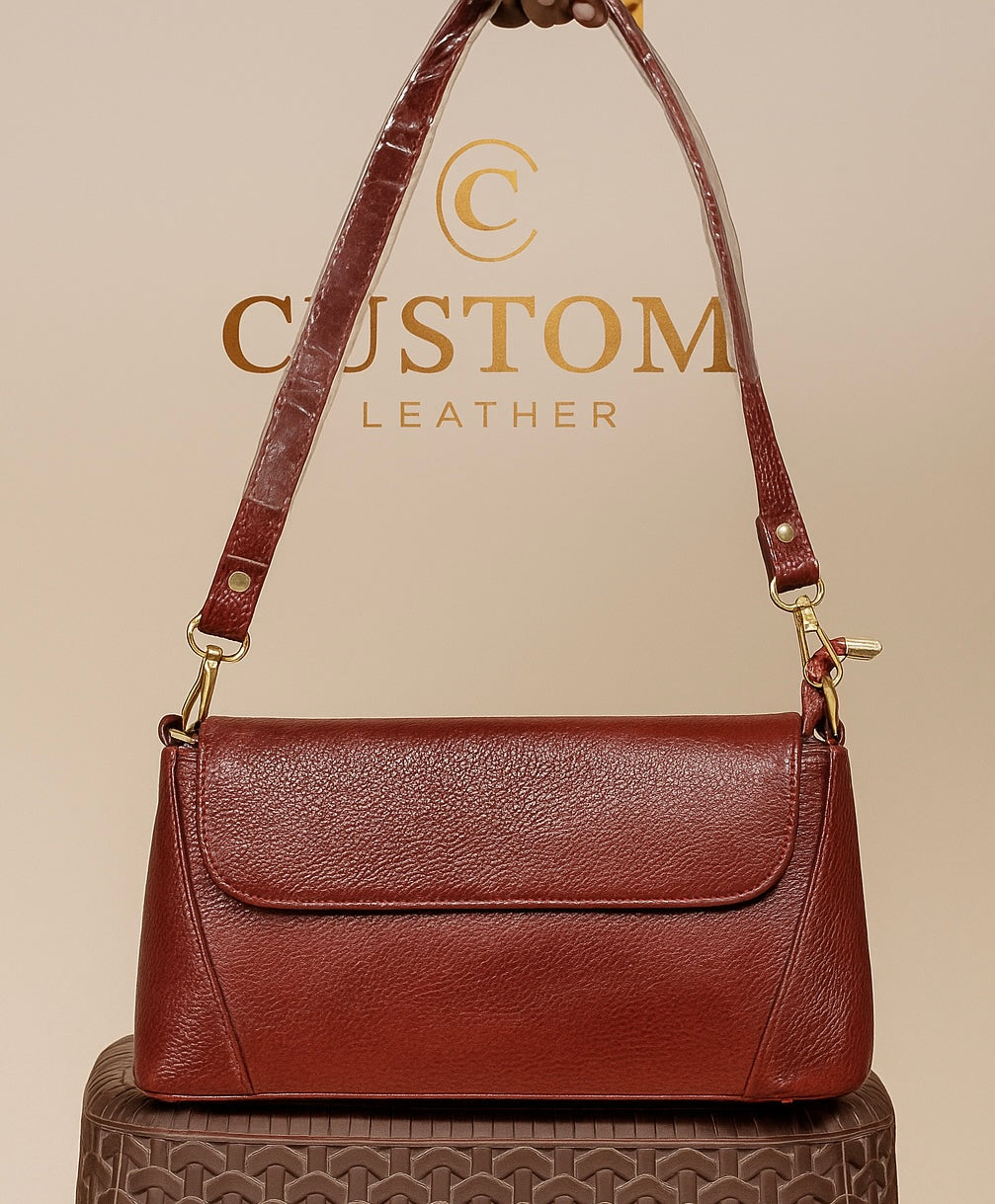 Chic Maroon Leather Sling Bag