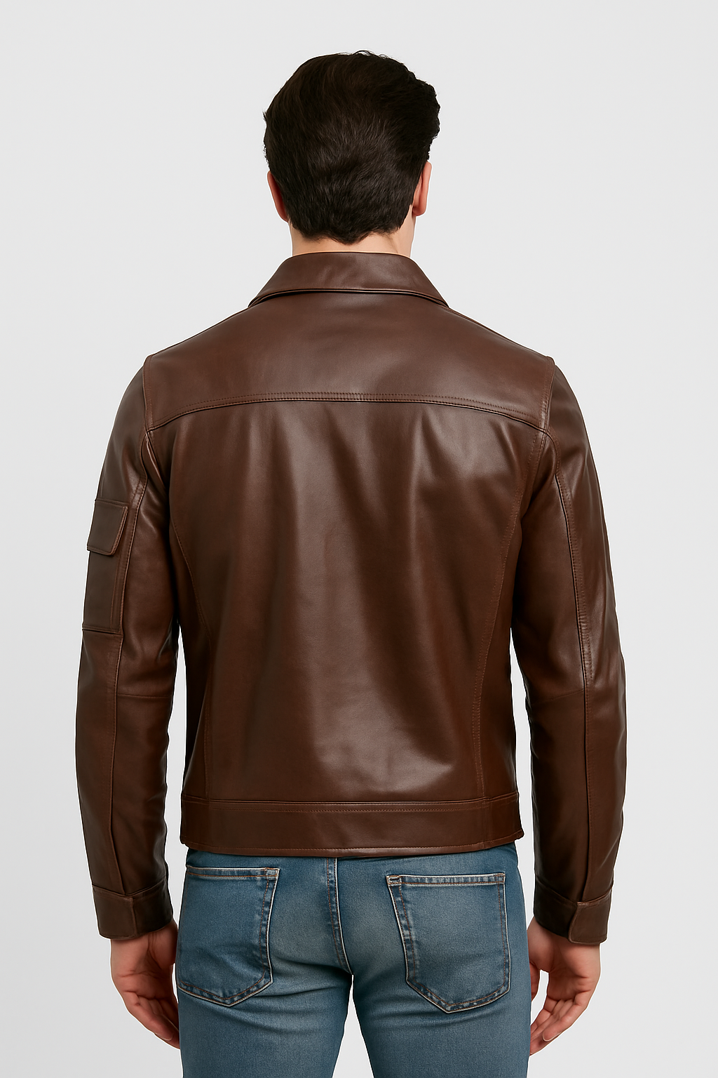Vintage Brown Multi-Pocket Leather Jacket for Men