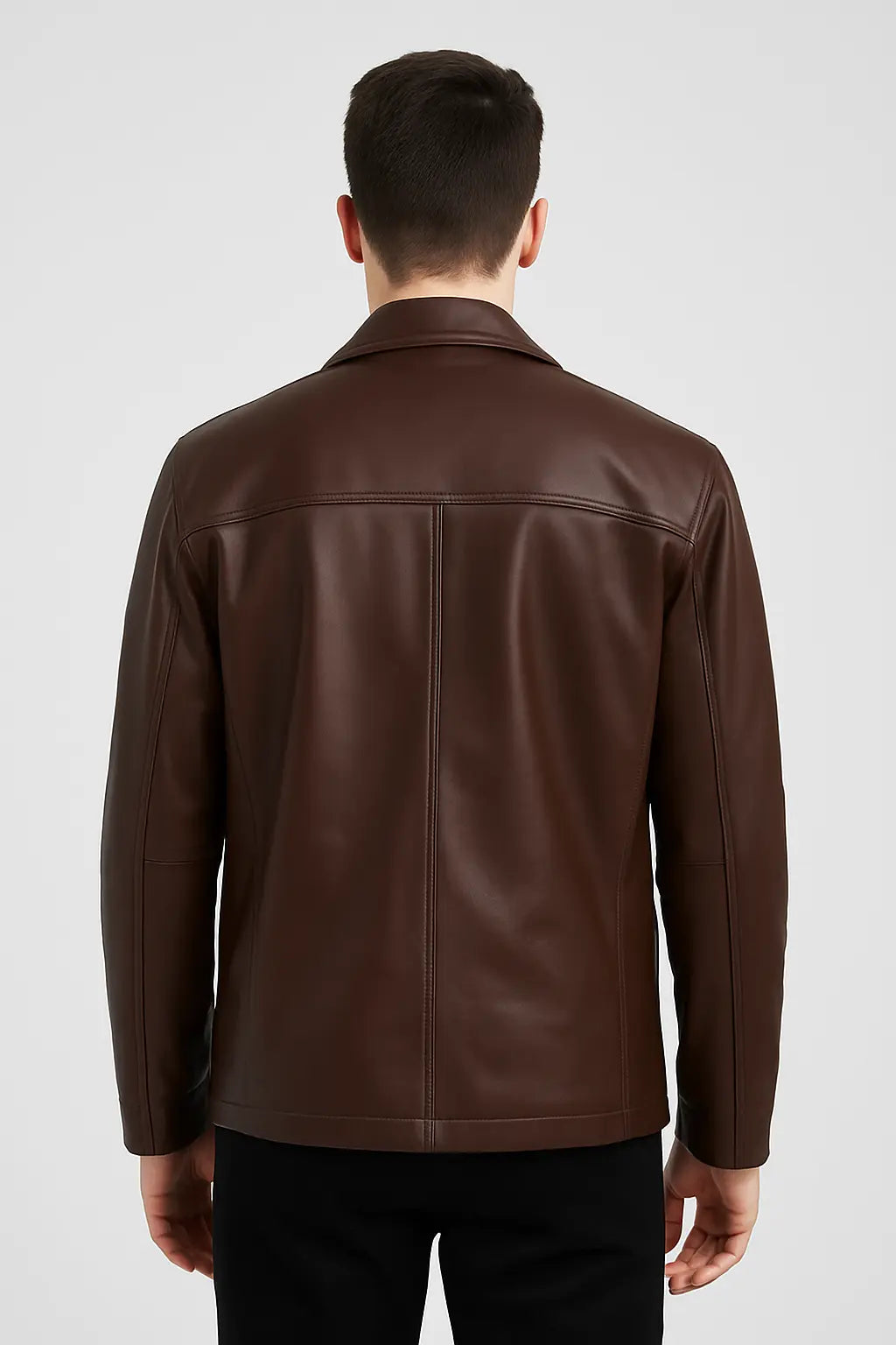 Classic Brown Button-Up Leather Jacket for Men Custom Leathers