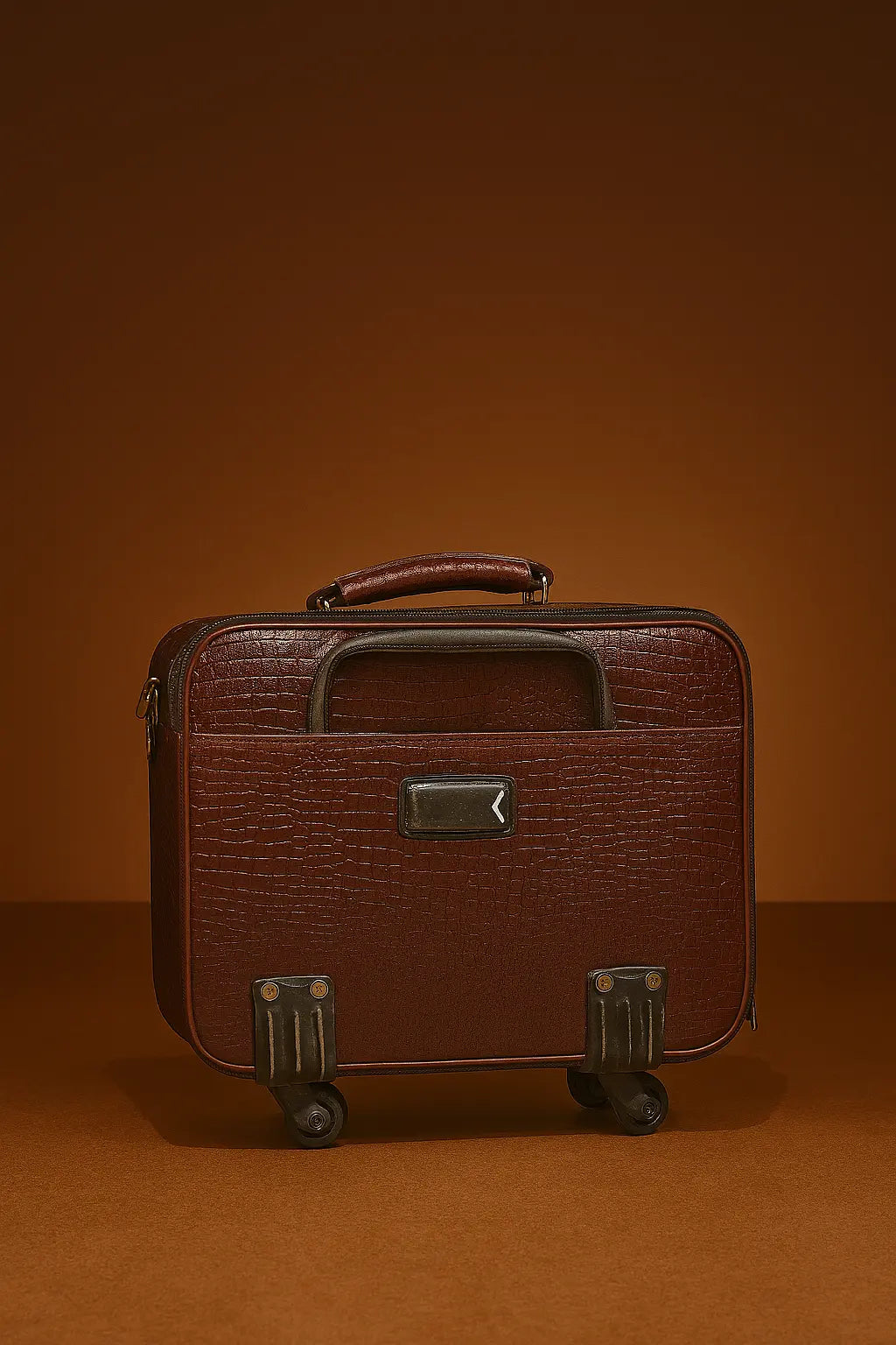 Vintage Brown Leather Trolley Briefcase with Secure Lock Custom Leathers