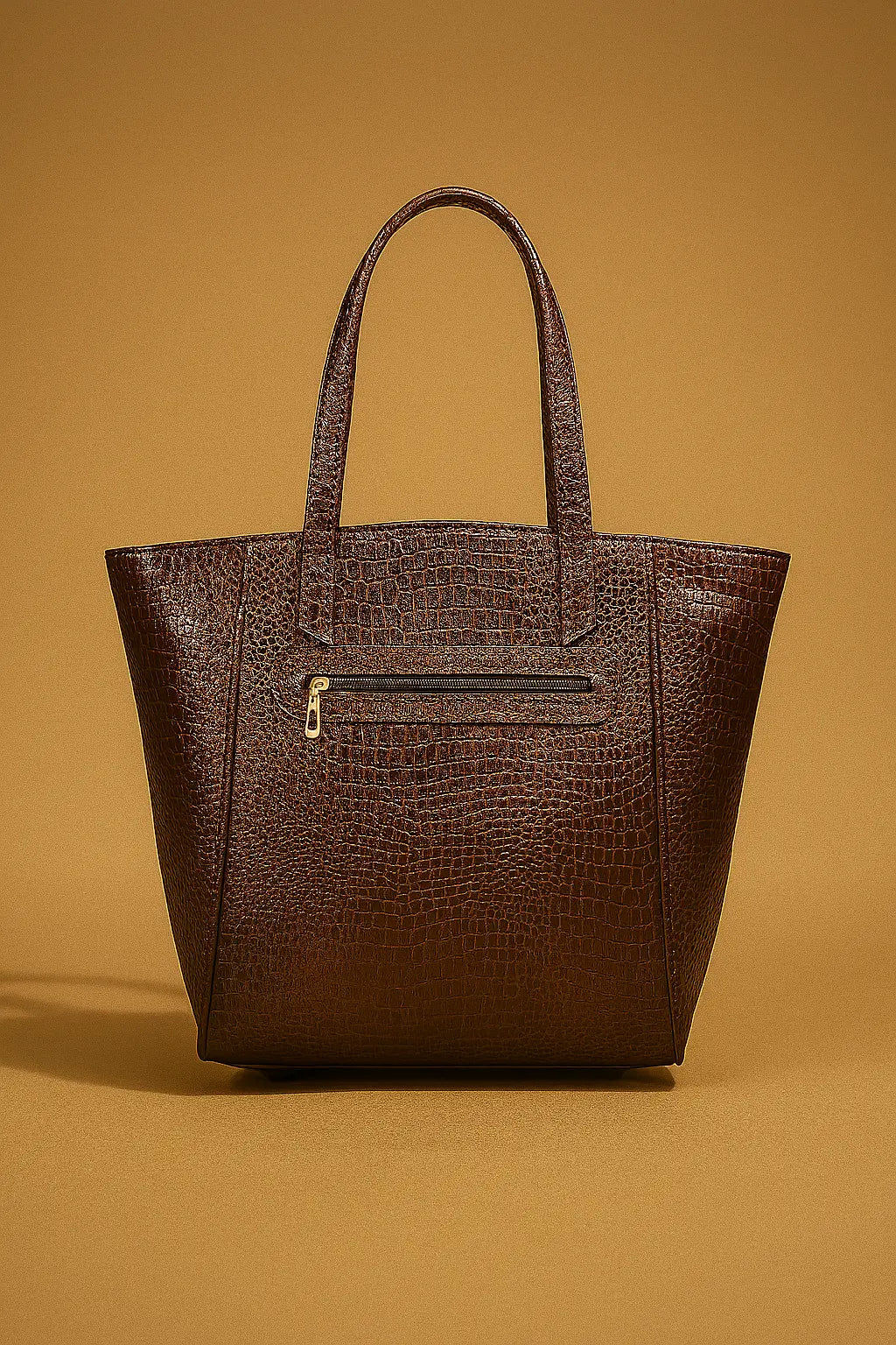Brown Croc-Texture Tote Bag Custom Leathers
