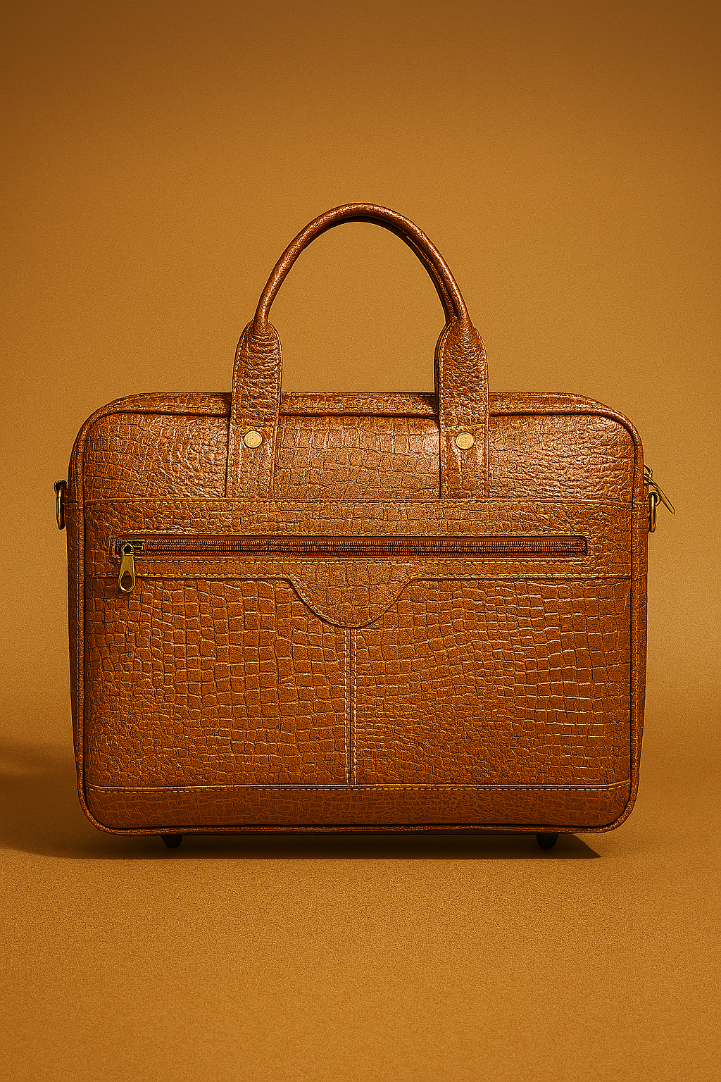 Premium Croc-Textured Leather Laptop Bag