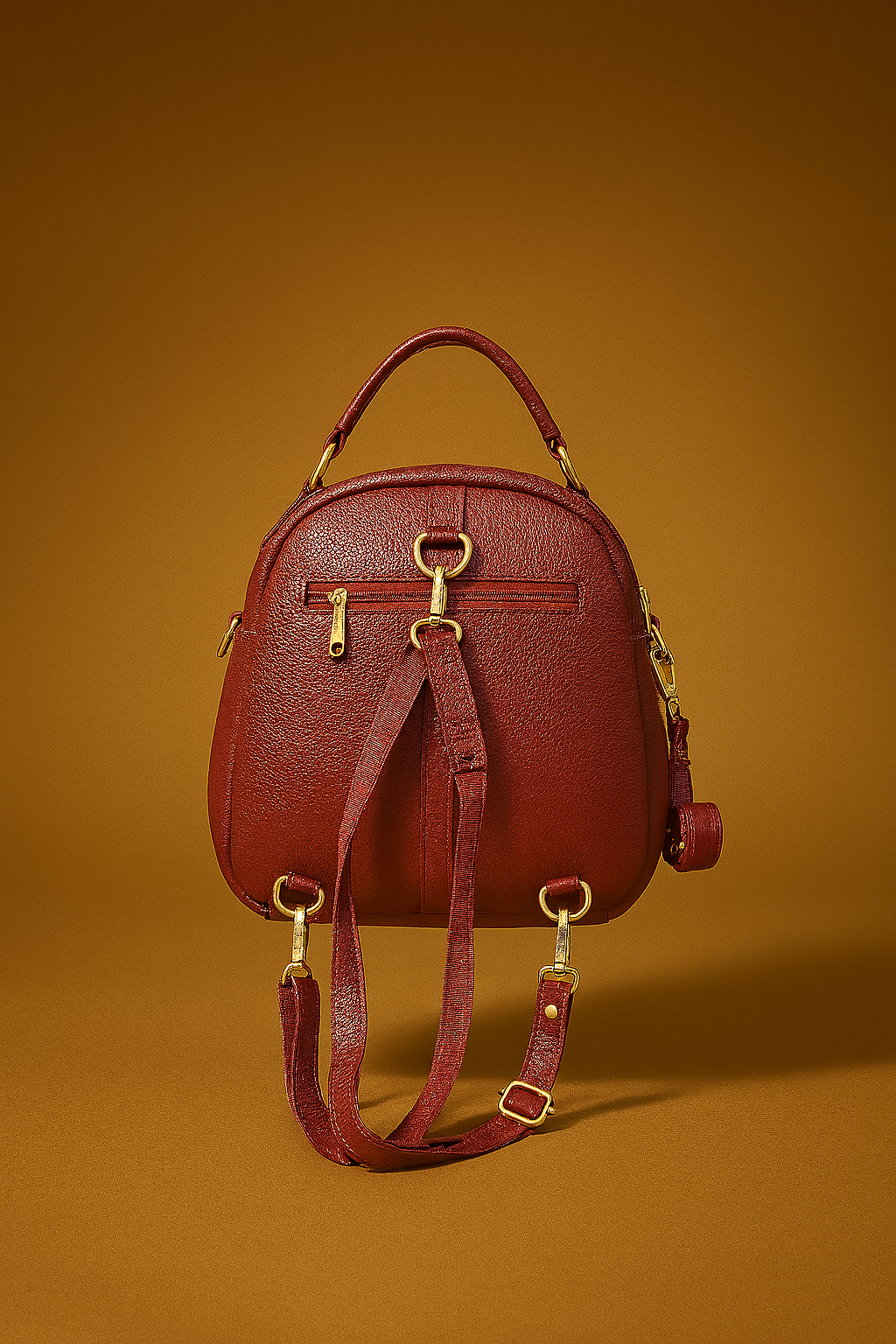 Maroon Croc-Texture Mini Backpack