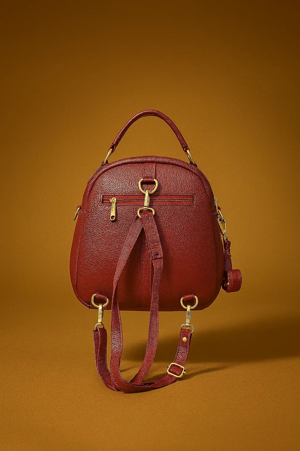 Maroon Croc-Texture Mini Backpack Custom Leathers