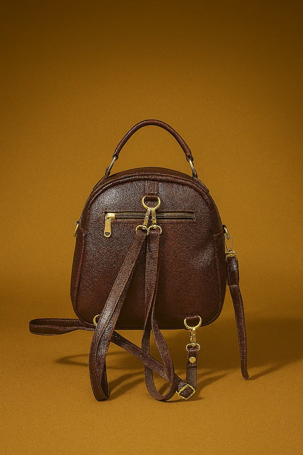 Classic Brown Croc-Texture Mini Backpack Custom Leathers