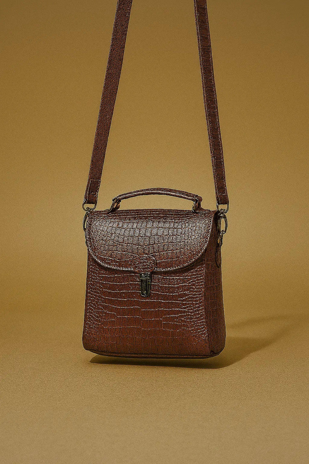 Vintage Croc-Pattern Leather Sling Bag Custom Leathers