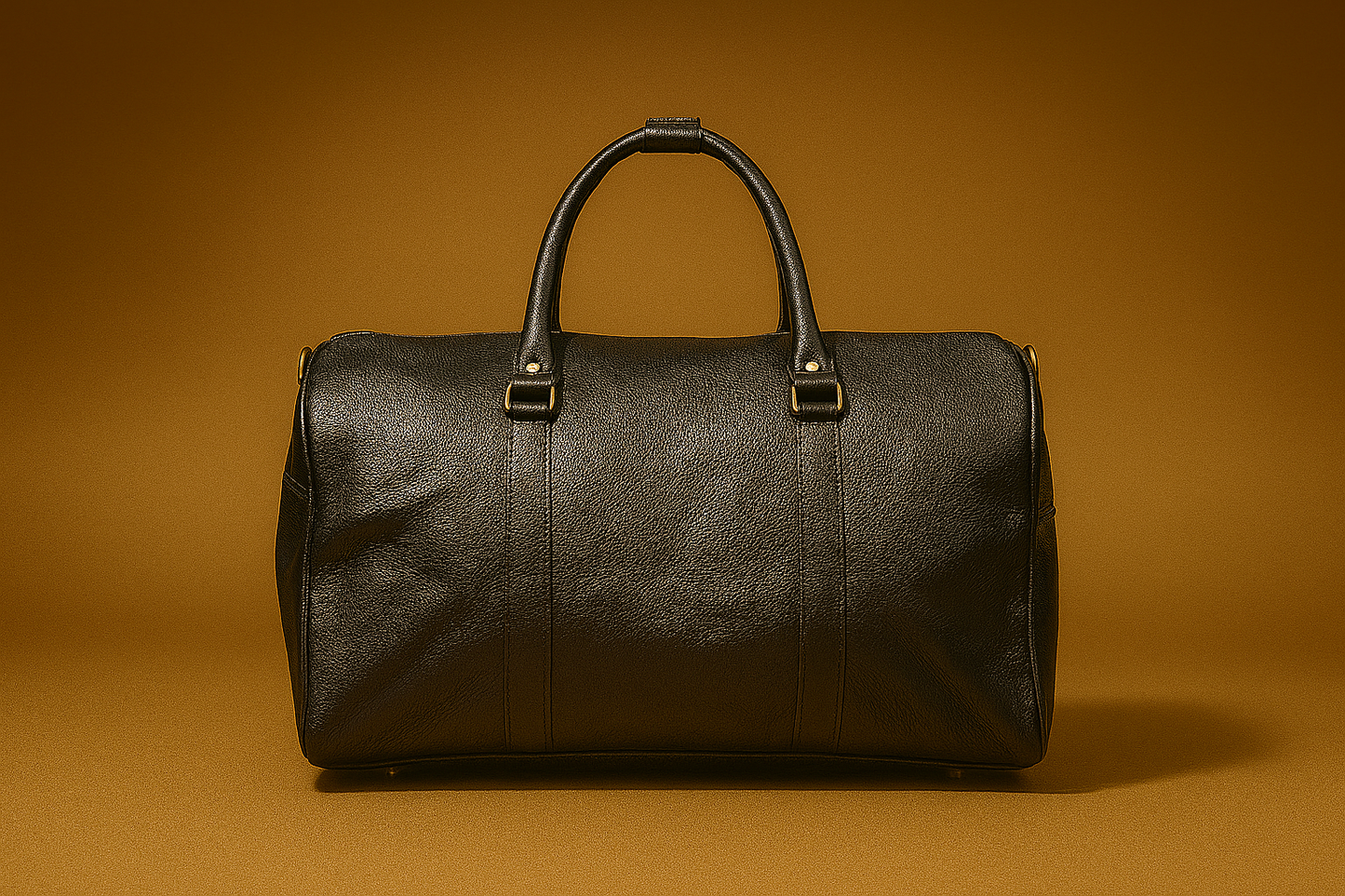 Classic Black Leather Duffle Bag