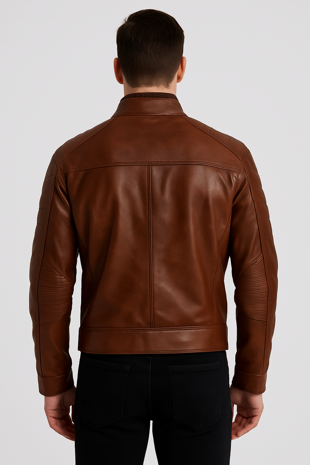 Men’s Vintage Brown Cafe Racer Leather Jacket – Minimal & Bold