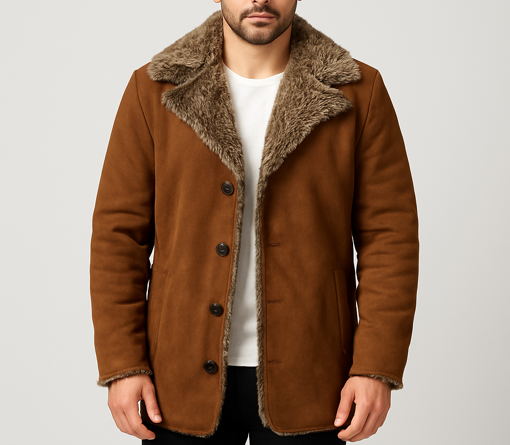 Furlong Brown Suede Leather Coat