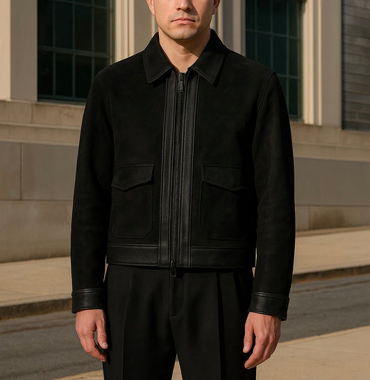 Men's Black Suede Leather Jacket