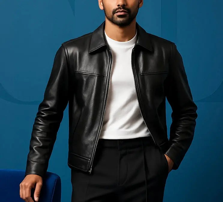 Men's Classic Black Leather Jacket Custom Leathers