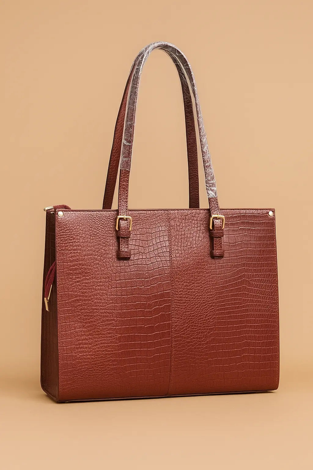 Wine Red Croc-Textured Tote Bag Custom Leathers