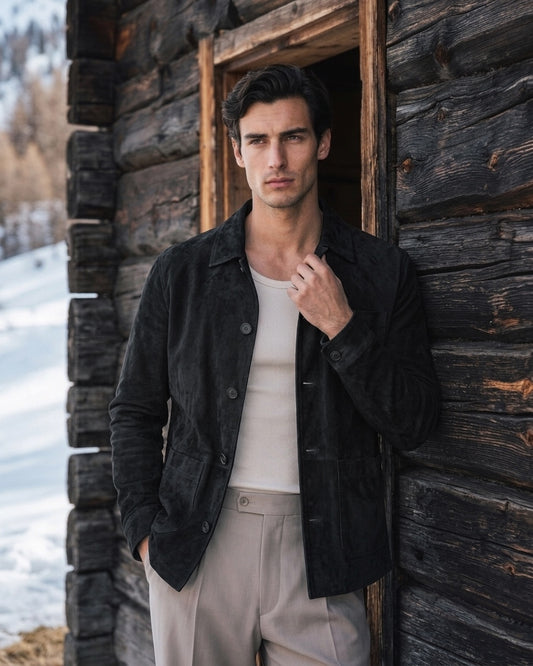 Men's Dark Brown Suede Jacket