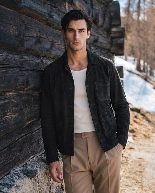 Men's Dark Brown Suede Jacket