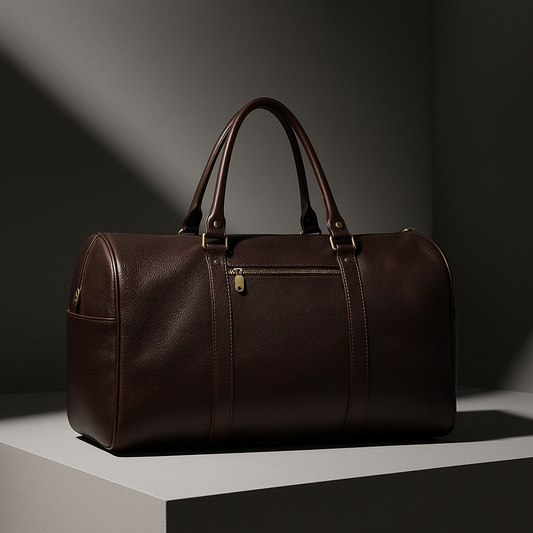 Vintage Brown Leather Duffle Bag