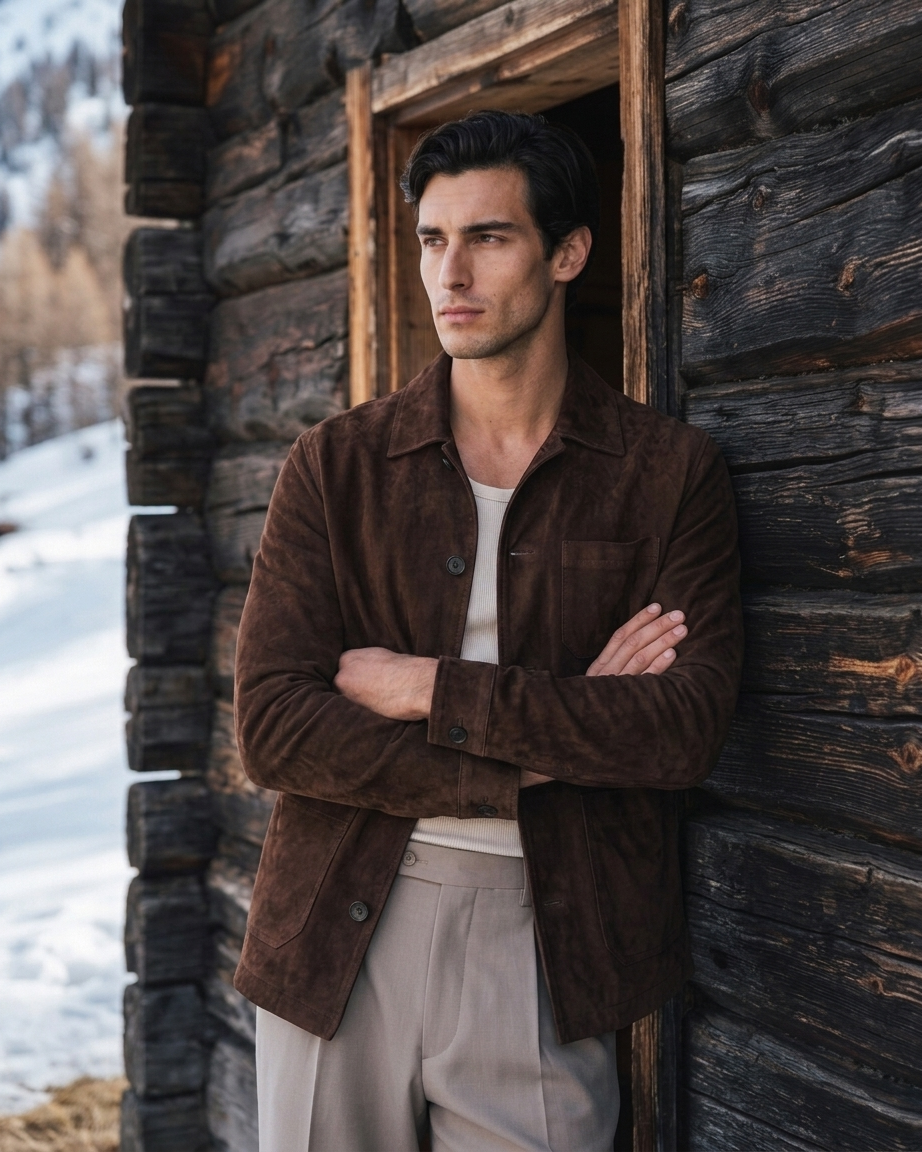 Men's Dark Brown Suede Jacket
