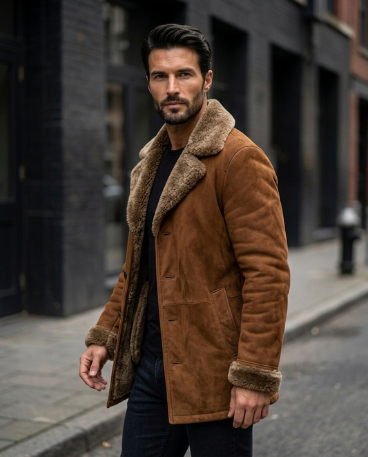 Furlong Brown Suede Leather Coat