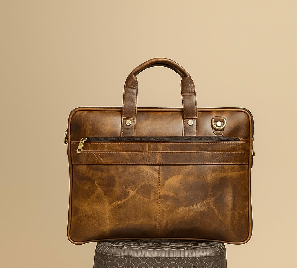 Vintage Brown Leather Laptop Bag
