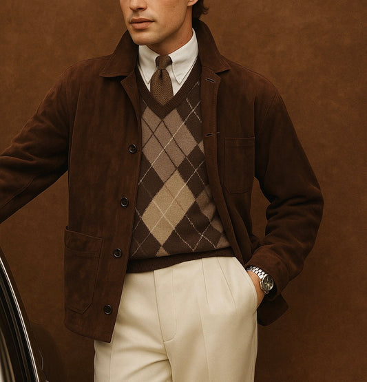 Men's Dark Brown Suede Jacket