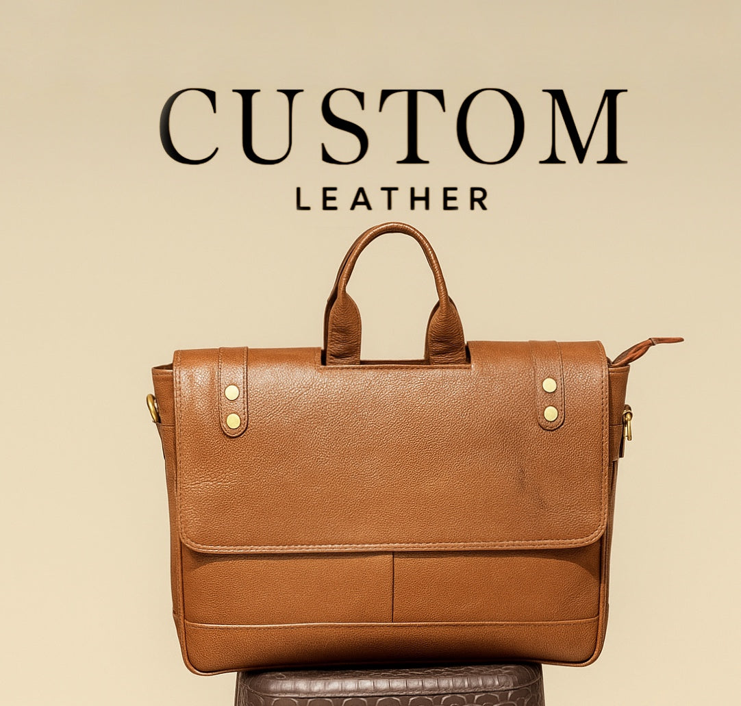 Classic Tan Leather Laptop Briefcase
