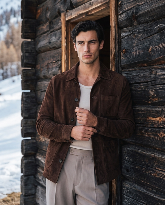 Men's Dark Brown Suede Jacket