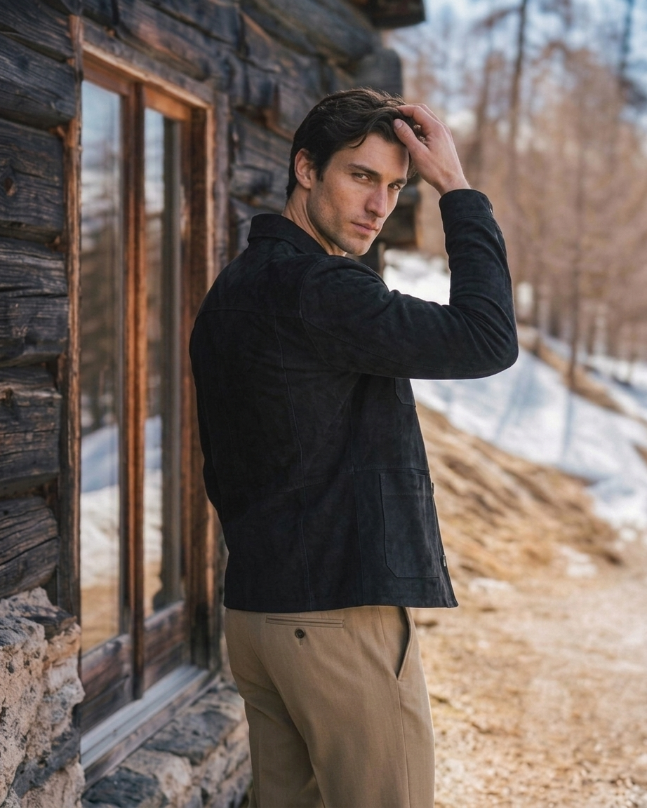 Men's Dark Brown Suede Jacket