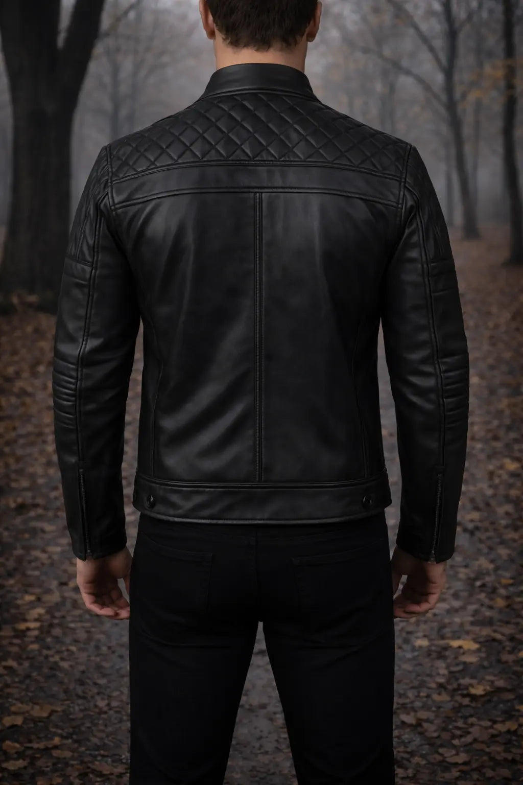 Men’s Olive Green Quilted Leather Biker Jacket Custom Leathers