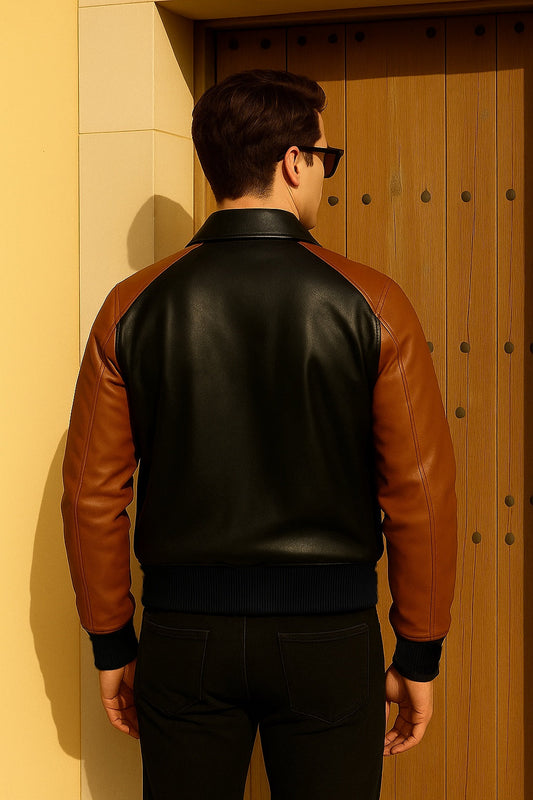 Men's Tan Leather Jacket Classic Fit