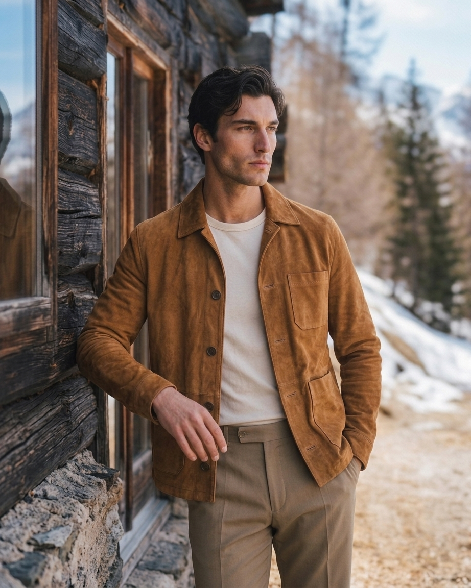 Men's Dark Brown Suede Jacket