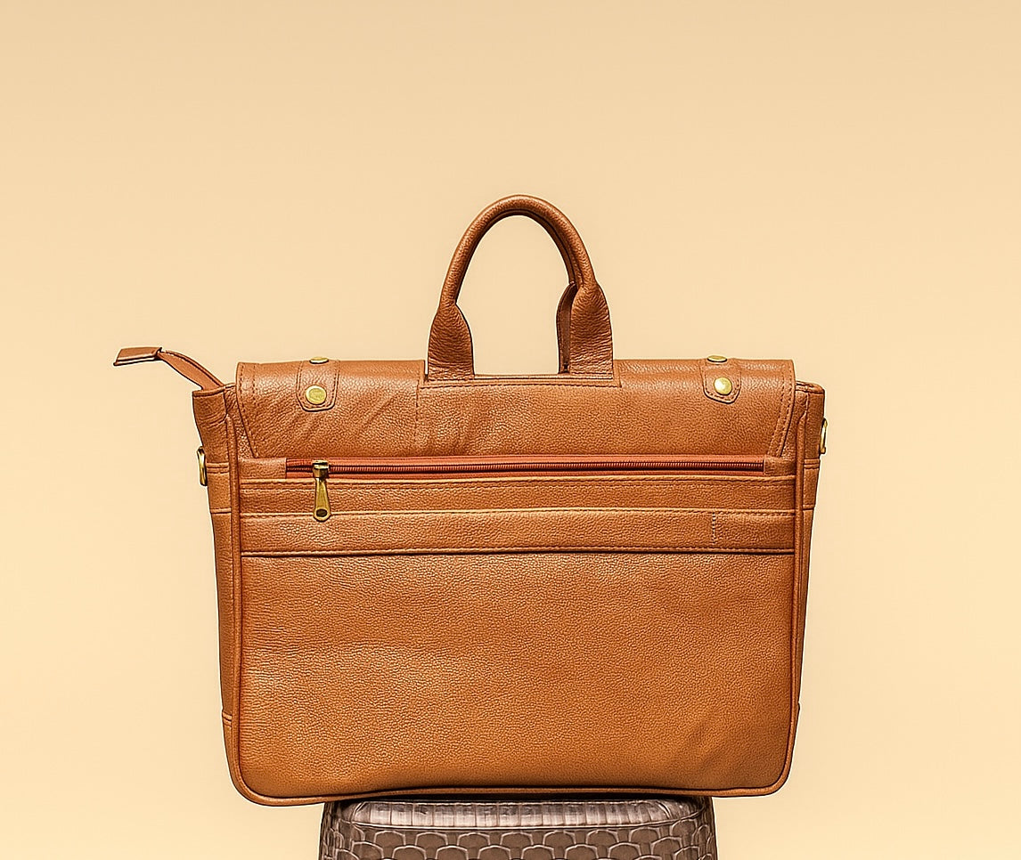 Classic Light Brown Leather Office Bag