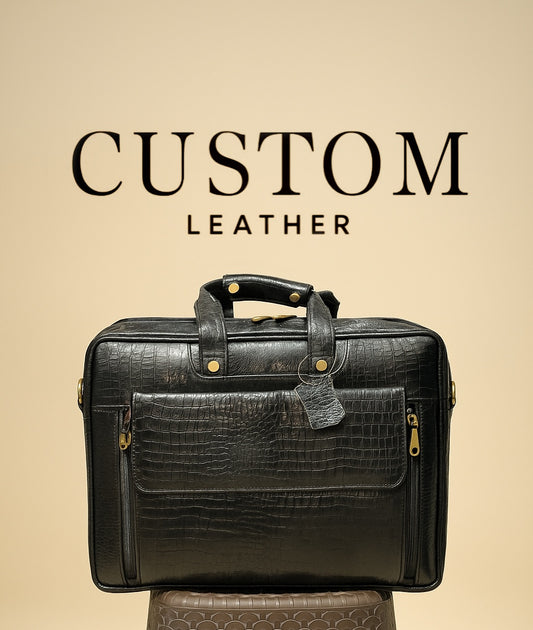 Black Croc Leather Laptop Bag