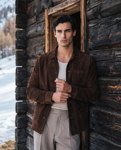 Men's Dark Brown Suede Jacket