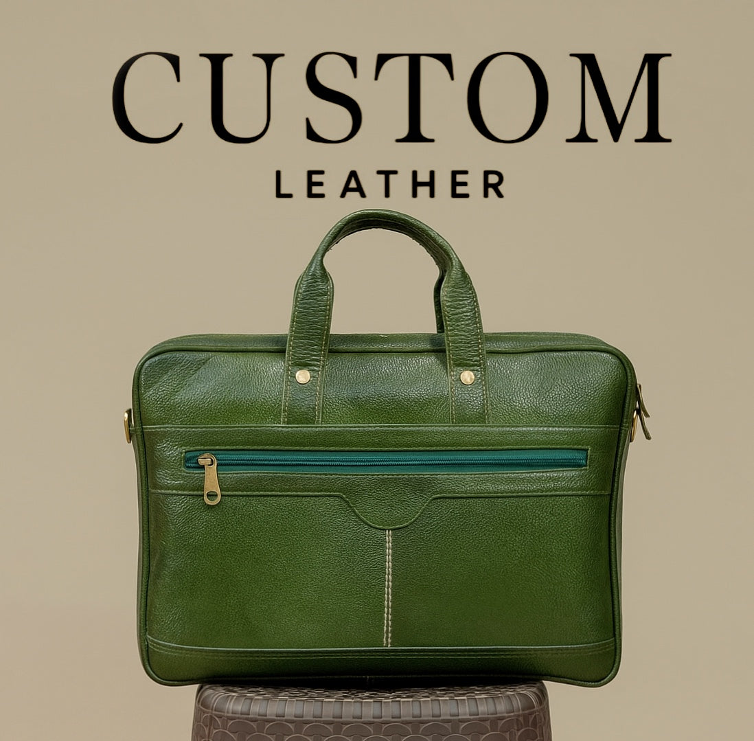 Emerald Green Leather Laptop Bag