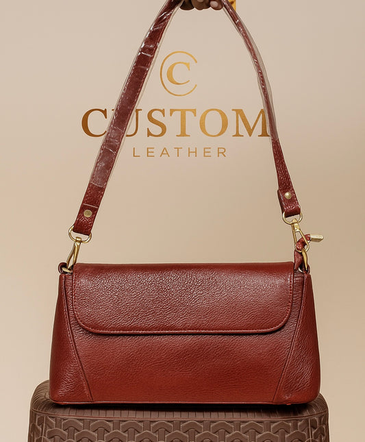 Chic Maroon Leather Sling Bag
