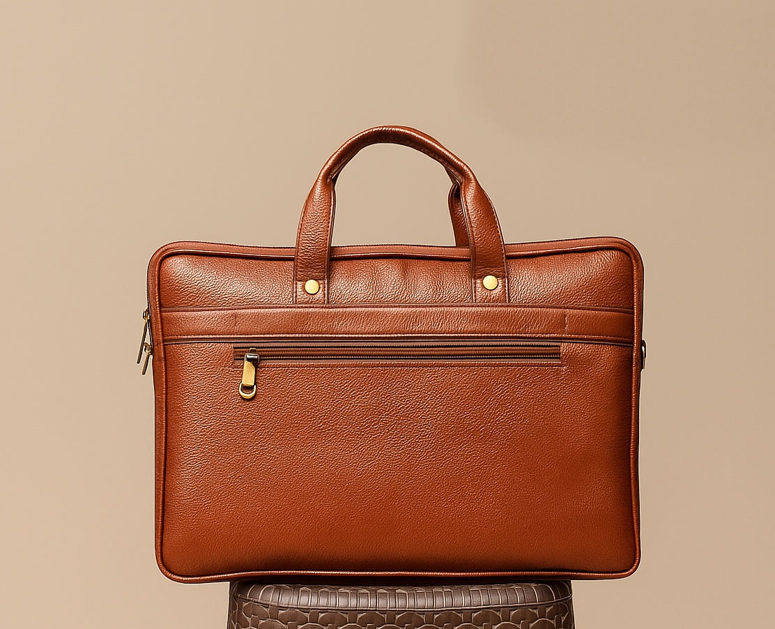 Classic Tan Leather Office Bag