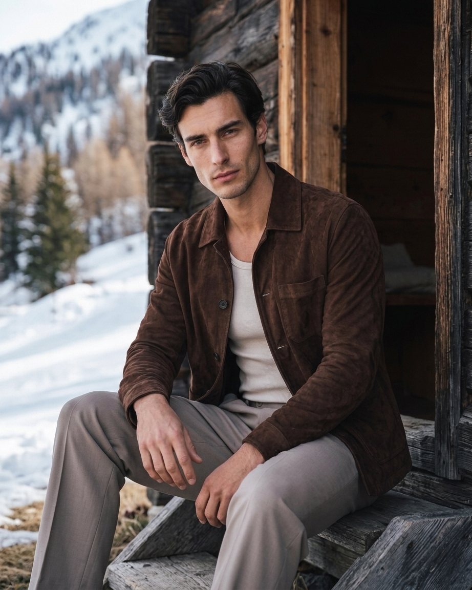 Men's Dark Brown Suede Jacket