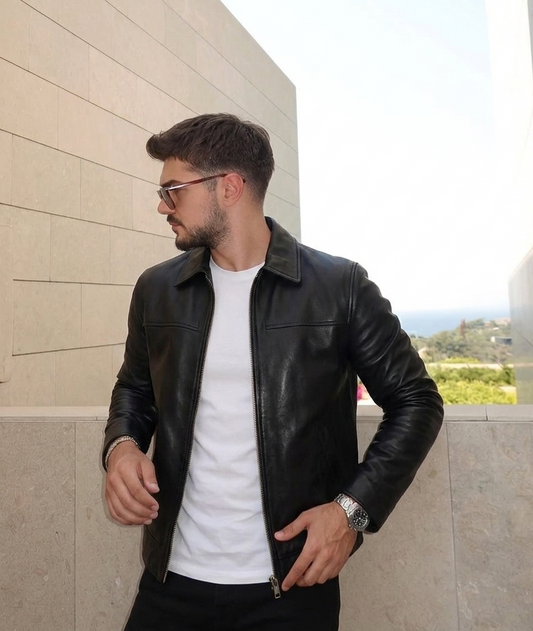 Men's Classic Black Leather Jacket