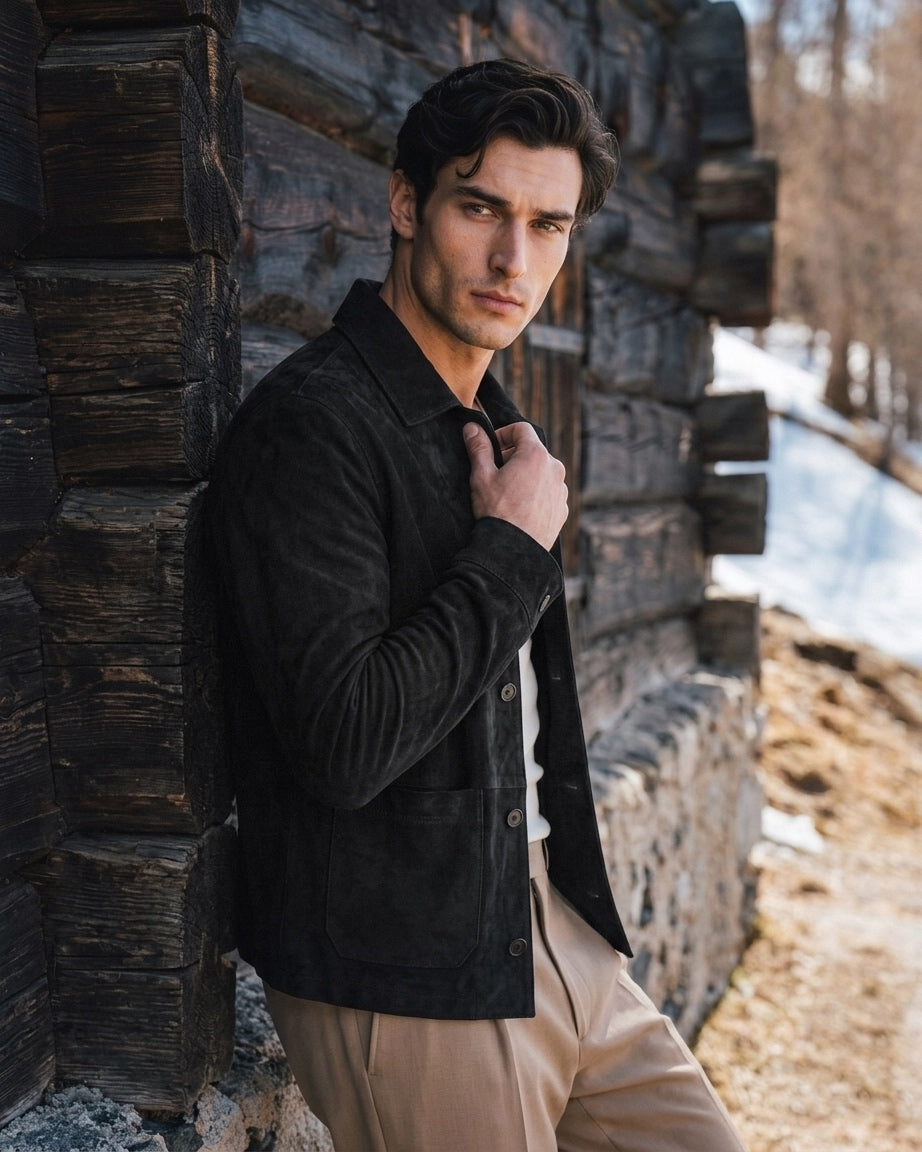 Men's Dark Brown Suede Jacket