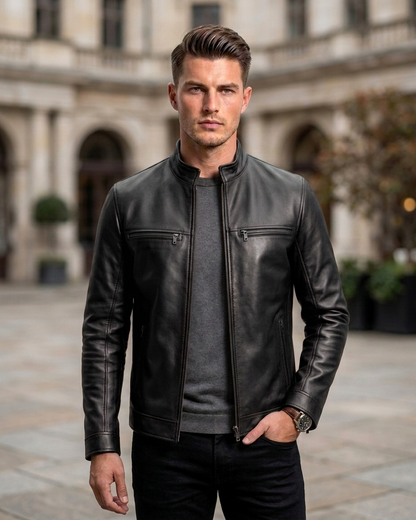 Men's Red Slim Fit Leather Jacket